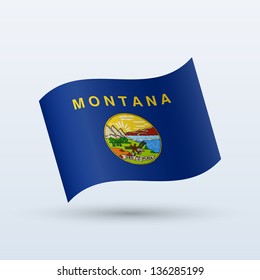 State of Montana flag waving form on gray background. Vector illustration.