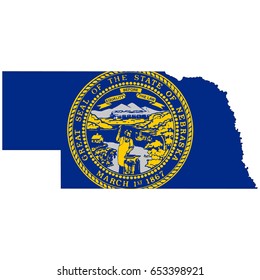 State of Nebraska flag inside the map