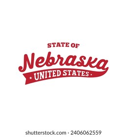 State of Nebraska lettering design. Nebraska, United States, typography design. Nebraska, text design. Vector and illustration.