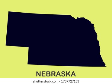 State of Nebraska MAP America USA High Detailed Vector Illustration