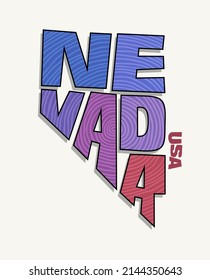 State of Nevada with the name distorted into state shape. Pop art style vector illustration for stickers, t-shirts, posters, social media and print media.