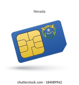 State of Nevada phone sim card with flag. Vector illustration.
