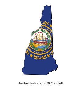 State of New Hampshire flag inside the map