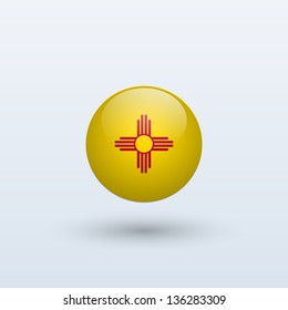 State Of New Mexico Flag Circle Form On Gray Background. Vector Illustration.