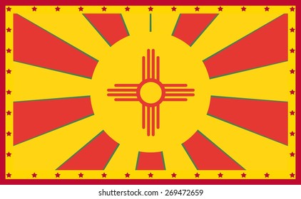 state new mexico flag on sun burst banner