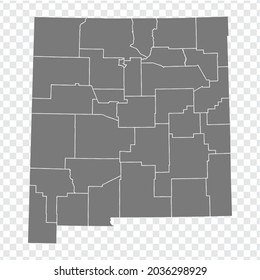 State New Mexico map on transparent background. New Mexico map with  regions in gray for your web site design, logo, app, UI. USA. EPS10.