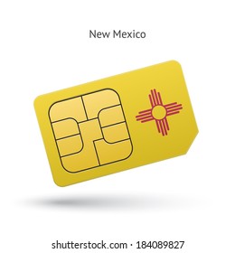 State of New Mexico phone sim card with flag. Vector illustration.