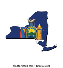 State of New York flag inside the map