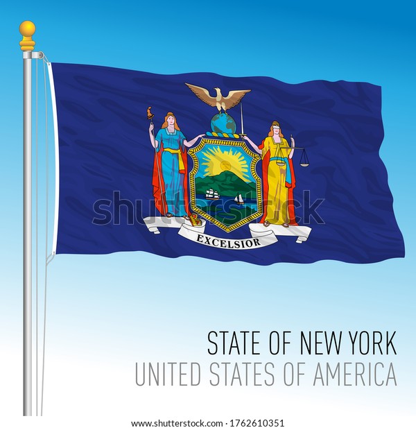 State of New York official flag, United States, USA, vector illustration