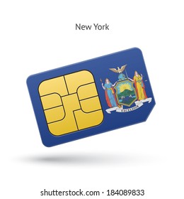 State of New York phone sim card with flag. Vector illustration.
