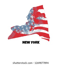 State of New York. United States Of America. Vector illustration. USA flag.