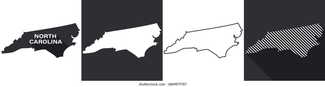 State of North Carolina. Map of North Carolina. United States of America North Carolina. State maps. Vector illustration