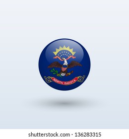 State of North Dakota flag circle form on gray background. Vector illustration.