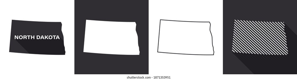 Estado de Dakota del Norte. Mapa de Dakota del Norte. Estados Unidos de América Dakota del Norte. Mapas estatales. Ilustración del vector