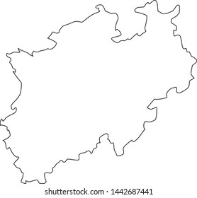 State of North Rhine Westphalia state map in Germany