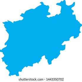 State of North Rhine Westphalia state map in Germany