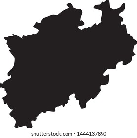 State of North Rhine Westphalia state map in Germany