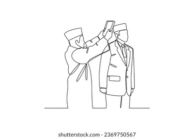 State official appointment. Official meeting, interview, communication with journalists, mass media. Person giving comments, speaking to reporters with microphones. Flat vector illustration