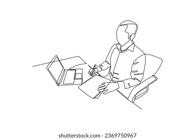 State official online meeting. Official meeting, interview, communication with journalists, mass media. Person giving comments, speaking to reporters with microphones. Flat vector illustration