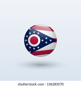 State of Ohio flag circle form on gray background. Vector illustration.