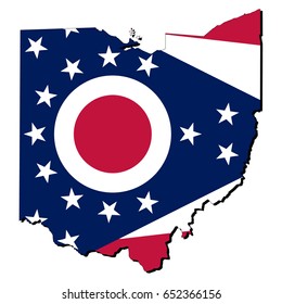 State of Ohio flag inside the map