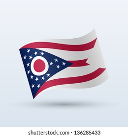 State of Ohio flag waving form on gray background. Vector illustration.