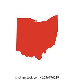 State of Ohio vector map silhouette. OH state shape icon. Outline contour map of Ohio.