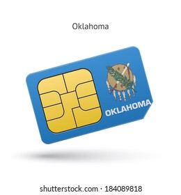 State of Oklahoma phone sim card with flag. Vector illustration.