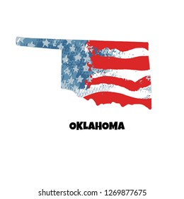 State of Oklahoma. United States Of America. Vector illustration.  USA flag.