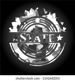 State on grey camo pattern
