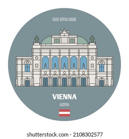 State Opera House in Vienna, Austria. Architectural symbols of European cities. Colorful vector 