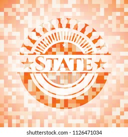 State orange mosaic emblem with background
