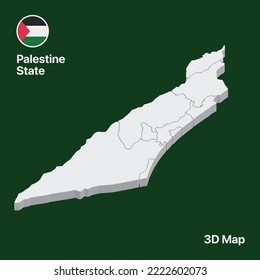 State of Palestine. 3D Map Illustration. Vector Illustration.