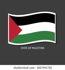 State of Palestine flag vector version waving flags. 