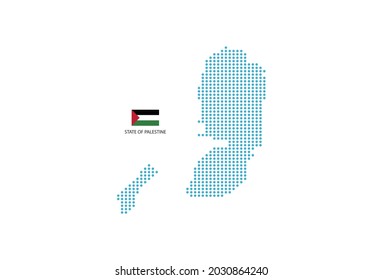 State Of Palestine Map Design Blue Circle, White Background With State Of Palestine Flag.