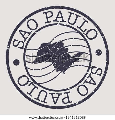 State of São Paulo, Brazil Map Postmark. Silhouette Postal Passport. Stamp Round Vector Icon. Vintage Postage Design.