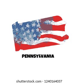 State of Pennsylvania. United States Of America. Vector illustration. USA flag.