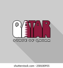 State of Qatar flag of the letters typography, t-shirt graphics, flat design.