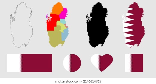 state of qatar map flag icon set.qatari map flag.qatari map flag