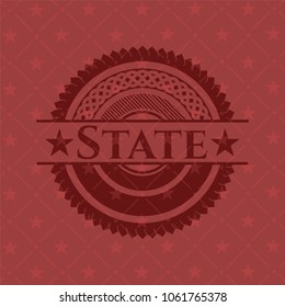 State retro red emblem