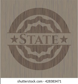 State retro wooden emblem