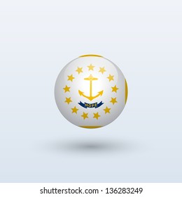 State of Rhode Island flag circle form on gray background. Vector illustration.