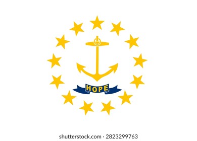 State Rhode Island flag vector illustration isolated. USA state in the New England region of the Northeastern United States. It is the smallest US state by area.