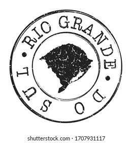 Estado de Rio Grande do Sul, Brasil sello postal. Sello de silueta de mapa. Diseño de redondeo de Passport. Viaje Retro de Diseño de Icono Vector.