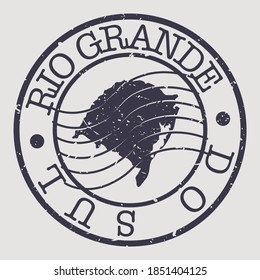 State of Rio Grande do Sul, Brazil Map Postmark. Silhouette Postal Passport. Stamp Round Vector Icon. Vintage Postage Design.