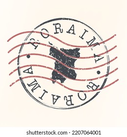 State of Roraima, Brazil Stamp Map Postal. Silhouette. Passport Round Design. Vector Icon. Design Retro Travel National Symbol.