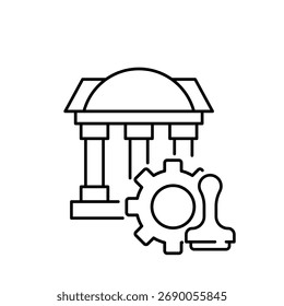 regras estaduais. Ícone linear de vetor isolado no plano de fundo branco.