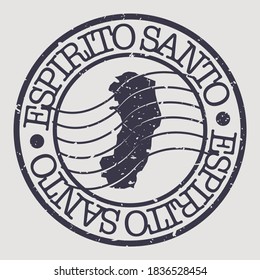 State of Espírito Santo, Brazil Map Postmark. Silhouette Postal Passport. Stamp Round Vector Icon. Vintage Postage Design.