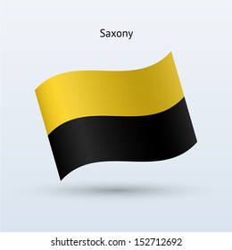 State of Saxony flag waving form on gray background. Vector illustration.