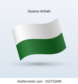 State of Saxony-Anhalt flag waving form on gray background. Vector illustration.